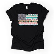 Patriotic Tee, Cute Southern Chic Flag, Fun Rustic Flag Design on premium Bella + Canvas unisex shirt, 3 color choices, plus sizes available