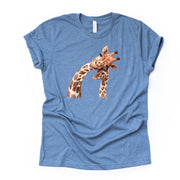 Giraffe and Baby, Watercolor Giraffe Mom or Dad and Baby, Giraffe Design on premium Bella + Canvas unisex shirt, plus sizes, baseball