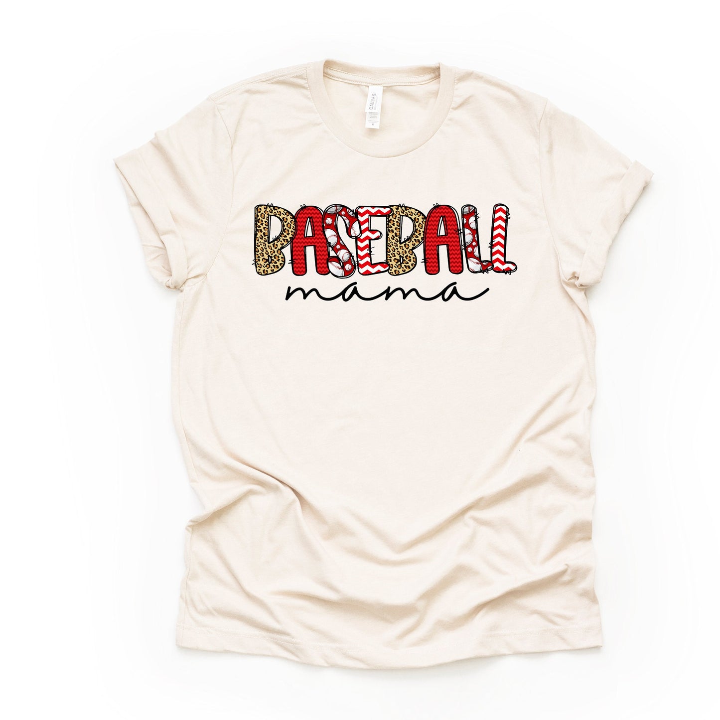 Baseball Mom, Super Cute Baseball Mama, Baseball Mom Design on premium Bella + Canvas unisex shirt, plus sizes, baseball