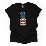 Patriotic Tee, Distressed Patriotic Red, White and Blue Pineapple Design on premium unisex shirt, 3 color choices, plus sizes available