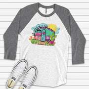 This World Is Not My Home, Cute Camper Raglan, World Is Not My Home Just Camping Design, premium Raglan 3/4 sleeve shirt, plus size, 2X, 3X