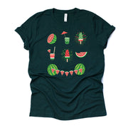 Summer Shirt, Super Cute Watermelon Art in a Row Design on premium unisex shirt, 3 color choices, 2X, 3X, 4X, plus sizes available