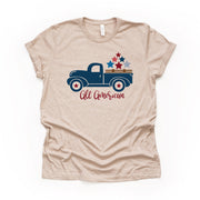 Patriotic Tee, All American Blue Vintage Truck, July 4th Truck Design on premium unisex shirt, 3 color choices, plus sizes available