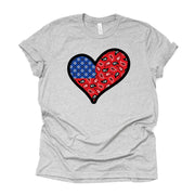 Patriotic Tee, Super Cute Red, White and Blue Bandana USA Heart Design on premium  unisex shirt, 3 color choices, plus sizes available