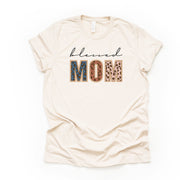 Blessed Mom, Gift for Mom, Blessed Mom with Animal Print Letters Design on premium Bella + Canvas unisex shirt, 2X, 3X, 4X, plus sizes