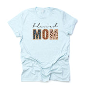 Blessed Mom, Gift for Mom, Blessed Mom with Animal Print Letters Design on premium Bella + Canvas unisex shirt, 2X, 3X, 4X, plus sizes