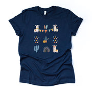 Boho Llama Tee, Super Cute Boho Llama, Cactus and Rainbow Design on premium unisex shirt, 2 color choices, 2X, 3X, 4X, plus sizes