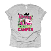 Camping Tee, Super Cute Queen of the Camper, Pink Camper Design on premium unisex shirt, 3 color choices, plus sizes available, tent