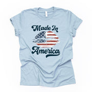 Patriotic Tee, Made In America with Red, White and Blue Lips Design on premium unisex shirt, 3 color choices, plus sizes available