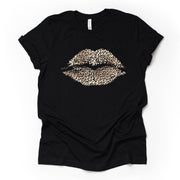 Super Cute Leopard Print Lips, Distressed Leopard Lips Design on premium unisex shirt, 3 color choices, 2X, 3X, 4X, plus sizes available