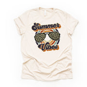 Cute 70's Style Summer Vibes Tee, Retro Summer Vibes Design on premium unisex shirt, 2 color choices, 2X, 3X, 4X, plus sizes available
