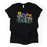 Summer Wildflowers, Beautiful Garden of Wildflowers Design, premium unisex shirt, 4 color choices, 2X, 3X, 4X, plus sizes available