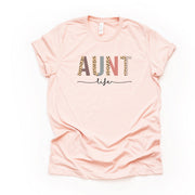 Aunt Shirt, Super Cute Leopard and Pink Aunt Life Design on premium unisex shirt, 3 color choices, 2X, 3X, 4X, plus sizes available, aunt