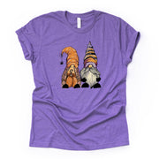 Fall and Halloween, Super Cute Gnomes with Pumpkin and Spiders on premium Bella + Canvas unisex shirt, 3 color choices, plus size