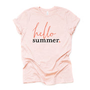 Summer Tee, Simple Text Hello Summer, Super Simple Summer Design on premium unisex shirt, 3 color choices, 2X, 3X, 4X, plus sizes available