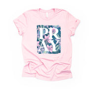 Christian Tee, Super Pretty Floral PRAY design on premium unisex shirt, 3 color choices, 2X, 3X, 4X, Christian plus size