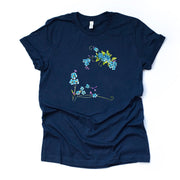 Forget Me Not Flowers Tee, Pretty Forget Me Not Flowers Design on premium Bella + Canvas unisex shirt, 3 color choices, plus sizes