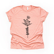 Christian Tee, Simple Faith Flower Stem, Faith and Flower design on premium unisex shirt, 3 color choices, 2X, 3X, 4X, Christian plus size