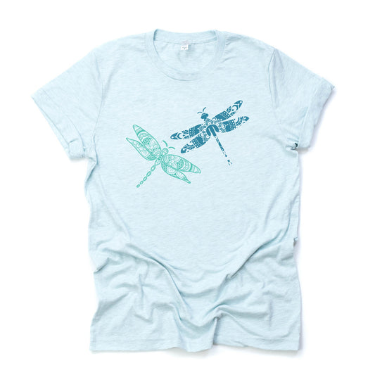 Dragon Flies, Cute Dragon Fly Mandala, Dragon Fly Zentagle Design, premium unisex shirt, 3 color choices, 2X, 3X, 4X, plus sizes available