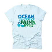 Beach Life, Ocean Breeze and Palm Trees Design on premium unisex shirt, 3 color choices, 3x beach, 4x beach, plus sizes available