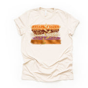 Fall Tee, Unique Fall Brush Strokes with Copper and Gold, Gold Flowers Design on premium unisex shirt, 3 color choices, 3x fall, 4x fall