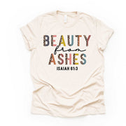 Christian Tee, Beauty from Ashes, Isaiah 61:3, leopard print design on premium unisex shirt, 3 color choices, 2X, 3X, 4X, plus size