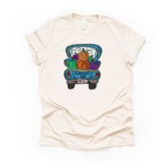 Fall and Pumpkins Tee, Fun Cartoon Blue Truck with Fall Pumpkins, Happy Fall Design on premium unisex shirt, 3 color choices, plus size