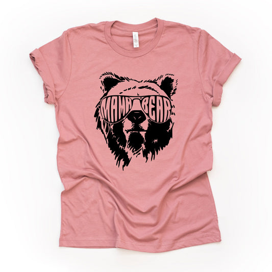 Mom Shirt, Mama Bear with Glasses Tee, Mama Bear Design on premium unisex shirt, 3 color choices, 2X mama, 3X mama, 4X mama, plus sizes
