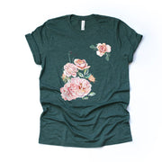 Roses Tee, Beautiful Pink and Peach Roses Bouquet, Roses Tee Design, premium unisex shirt, 3 color choices, 2X, 3X, 4X, plus sizes available