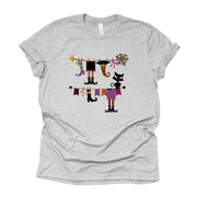 Halloween Tee, Unique Halloween Witch's Clothes & Boots Hanging on the Line Design, premium unisex shirt, 4 color choices, 3x fall, 4x fall