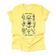 Save the Bees, Plant These and Save the Bees Design on premium Bella + Canvas unisex shirt, 3 color choices, plus sizes available