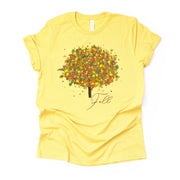 Fall Shirt, Watercolor Fall Tree, Colorful Fall Leaves on Tree Design on premium unisex shirt, 3 colors, 3x fall, 4x fall, plus size fall