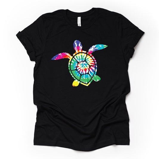 Sea Turtle Tee, Super Fun Tie Dye Sea Turtle, SeaTurtle in Tie Dye Design on premium unisex shirt, 3 color choices, 2X, 3X, 4X, plus sizes