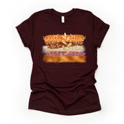 Fall Tee, Unique Fall Brush Strokes with Copper and Gold, Gold Flowers Design on premium unisex shirt, 3 color choices, 3x fall, 4x fall