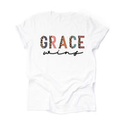 Christian Tee, Grace Wins, Grace leopard print design on premium unisex shirt, 3 color choices, 2X, 3X grace, 4X grace, plus size