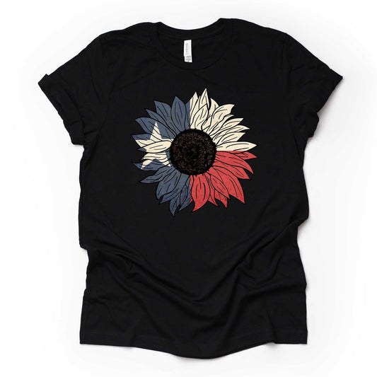 Texas Shirt, Super Fun Texas Flag Sunflower Design on premium Bella + Canvas unisex shirt, 3 color choices, plus sizes available, great gift