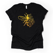 Bee Shirt, Cute Bee Floral Tee, Bee Mandala Flower Design on premium Bella + Canvas unisex shirt, 3 color choices, plus sizes available