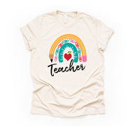 School Teacher Shirt, Super Cute Teacher Rainbow, Fun Teacher Design on premium Bella + Canvas unisex shirt, 3 color choices, plus size