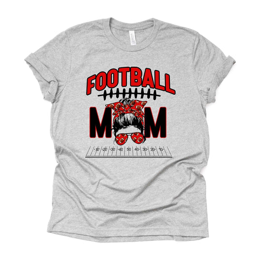 Football Tee, Football Mom with Messy Bun and Sunglasses, Football Mom Design on premium unisex shirt, 4 color choices, 3x, 4x football