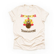 Thanksgiving Tee, Pretty Watercolor Turkey with Happy Thanksgiving Design on premium  unisex shirt, 3 color choices, plus sizes