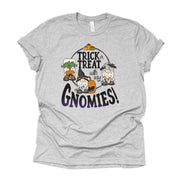 Halloween Tee, Cute Trick or Treat with my Gnomies, Halloween Gnomes Design on premium unisex shirt, 4 color choices, 3x fall, 4x fall