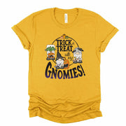 Halloween Tee, Cute Trick or Treat with my Gnomies, Halloween Gnomes Design on premium unisex shirt, 4 color choices, 3x fall, 4x fall