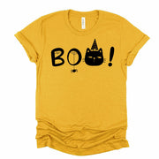 Halloween Shirt, Super Cute BOO Art with Black Cat and Spiders Design on premium unisex shirt, 3 colors, 3x halloween, 4x halloween