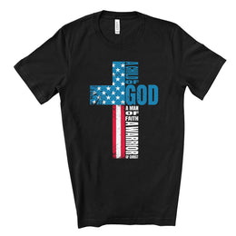 Patriotic Dad Tee, Christian, Child of God, Man of Faith Design on premium unisex shirt, 4 color choices, 3x dad, 4x dad, father's day gift