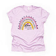 Christian Tee, Love One Another Rainbow, Boho Rainbow Design on premium unisex shirt, 3 color choices, 3x, 4x, plus sizes available