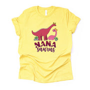 Dinosaur Tee, Super Cute NanaSaurus, Nana Dinosaur and Baby Design, premium unisex tee, 3 color choices, 2X, 3X, 4X, plus sizes available