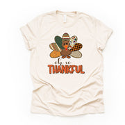 Thanksgiving Shirt, Cute Oh So Thankful Turkey, Pattern Feathers Turkey Design on premium unisex shirt, 3 color choices, 3x, 4x, plus size