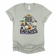 Halloween Tee, Cute Trick or Treat with my Gnomies, Halloween Gnomes Design on premium unisex shirt, 4 color choices, 3x fall, 4x fall