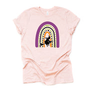 Halloween Shirt, Super Fun Halloween Rainbow with Witch, Witch Rainbow Design on premium unisex shirt, 3 colors, 3x halloween, 4x halloween