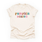 Fall Pumpkin Tee, Super Fun 70s Style Pumpkin Season, Retro Pumpkin Design on premium unisex shirt, 4 color choices, 3x fall, 4x fall